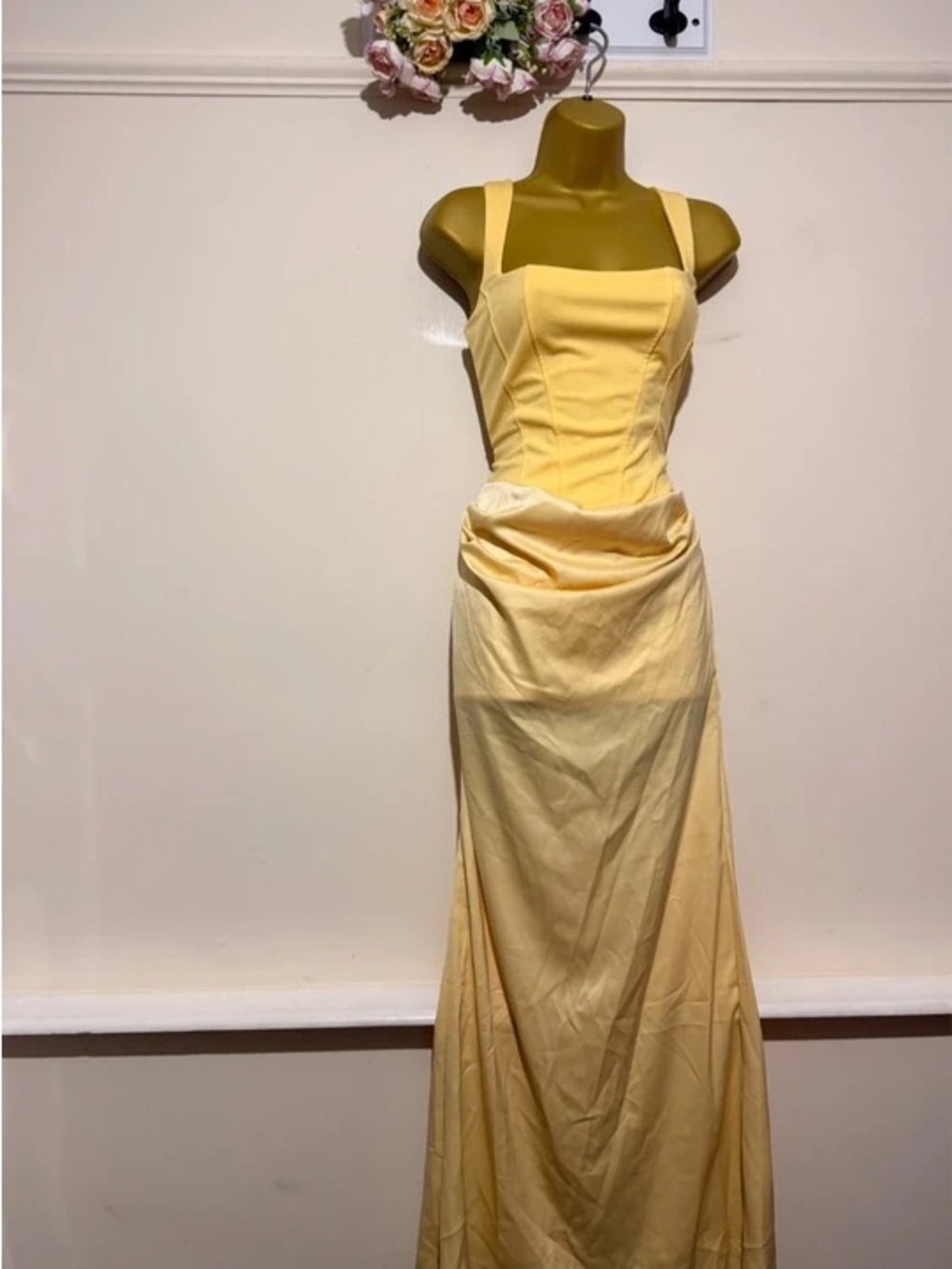 Sunshine Yellow Maxi Dress with Structured Bodice